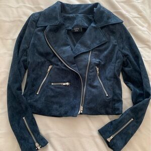 NWOT Vici Navy Blue Suede Moto Jacket in Size M